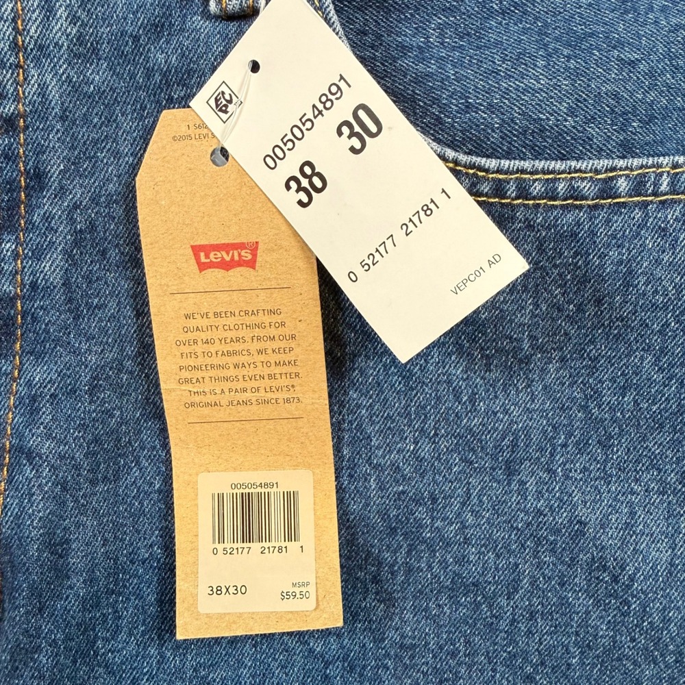 NEW Levis 505 Regular Fit Jeans Mens 38x30 Blue Straight Leg Denim - Picture 5 of 9